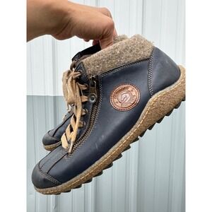 Remonte Mens Navy Leather Ankle Boots Wool Collar Aetrex Insole Size 38 D7477-01